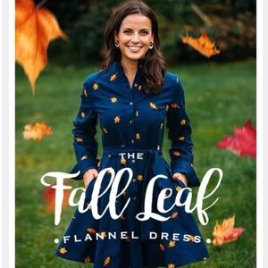 Kiel James Patrick Navy Dress with Yellow Leaf Pattern
